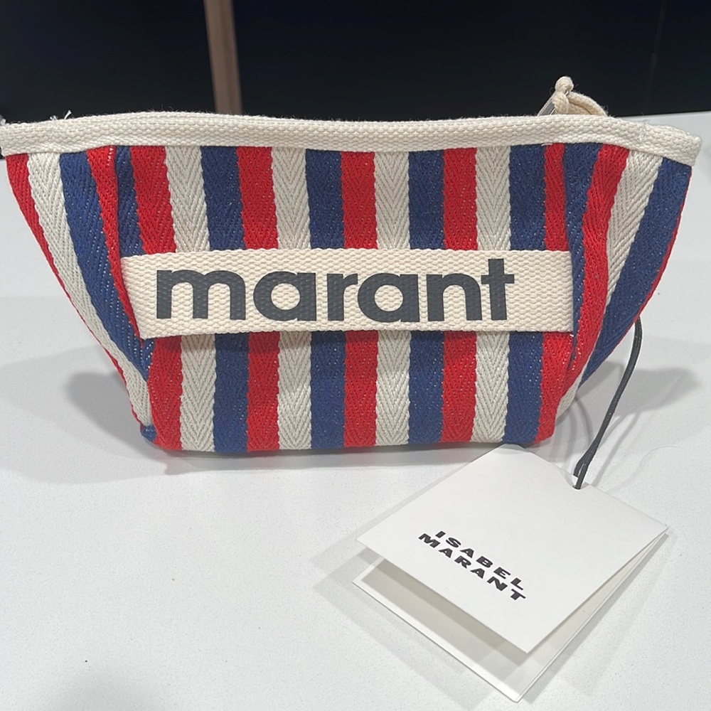 Isabel Marant Red and Blue Striped Clutch